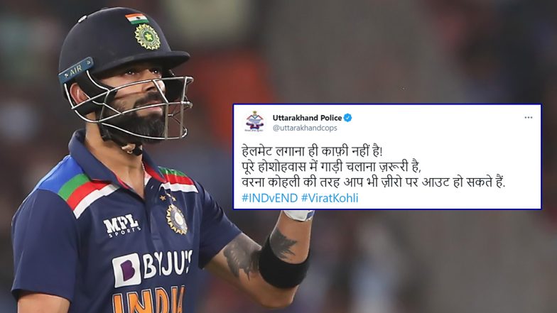 Virat Kohli Gets Out for Duck, Uttarakhand Police Comes Up With Witty Tweet To Educate Riders Against Rash Driving (See Post)