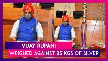 Vijay Rupani, Gujarat Chief Minister Weighed Against 85 kgs Of Silver In Cow Welfare Measure