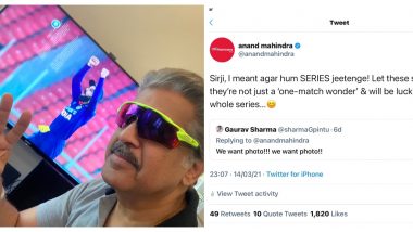Anand Mahindra Poses For a Snap With ‘Axar’ Shades After IND Beat ENG 3-2 (See Pics)