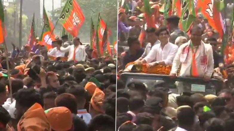 Assam Assembly Elections 2021: BJP Leader Himanta Biswa Sarma Holds Roadshow in Jalukbari