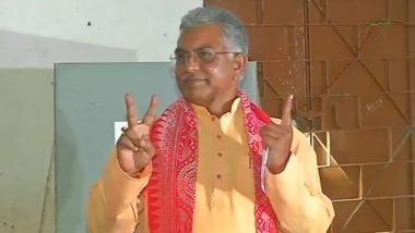 West Bengal Assembly Elections Phase 1 Voting: State BJP President Dilip Ghosh Casts Vote At Polling Booth in Jhargram