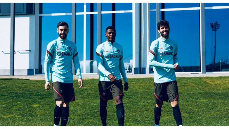 Bruno Fernandes Joins Team Portugal Alongside Cristiano Ronaldo Ahead of Their World Cup 2022 Qualifier Match Against Azerbaijan