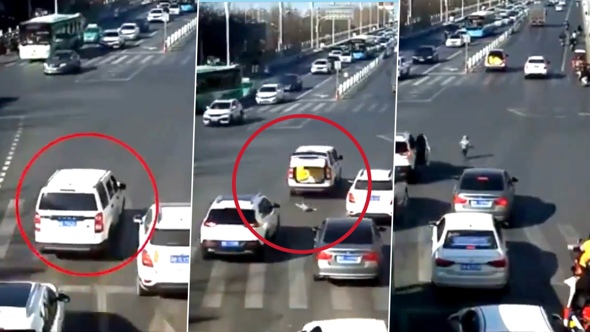 Toddler Miraculously Saved After Falling off a Moving Car amid Traffic! Watch Viral Video