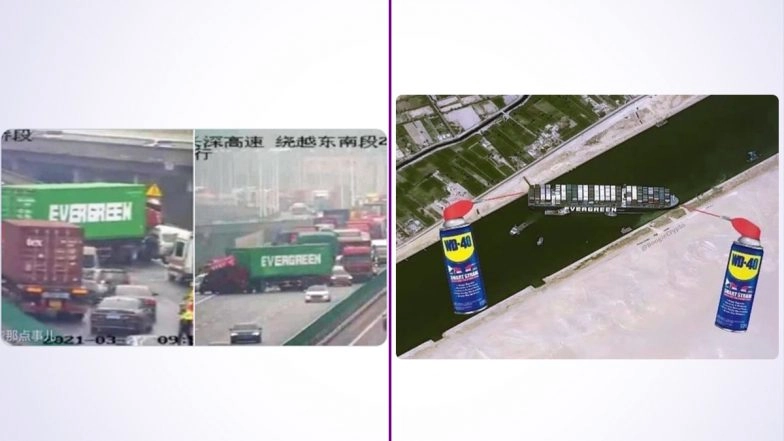 Evergreen Container Halts Traffic on a Freeway in China Days After Suez Canal Block! 
