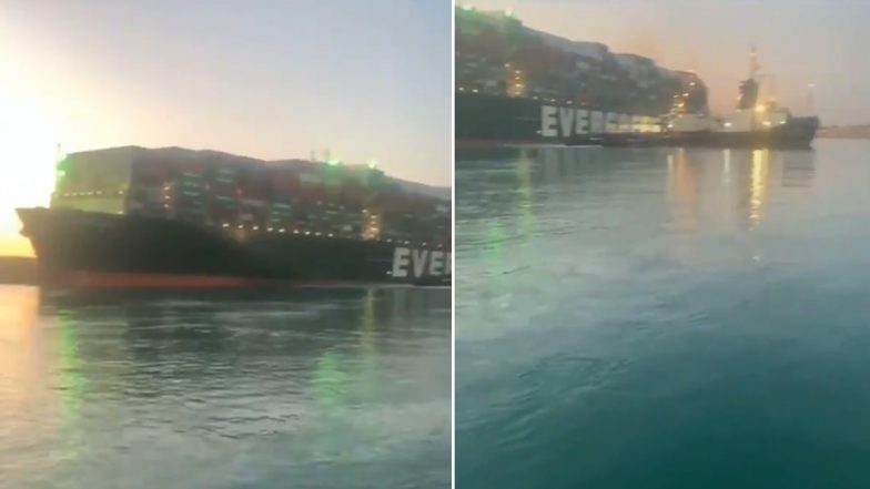 'Ever Given' Ship, Stranded in Suez Canal for 6 Days, Floats Again (Watch Video)