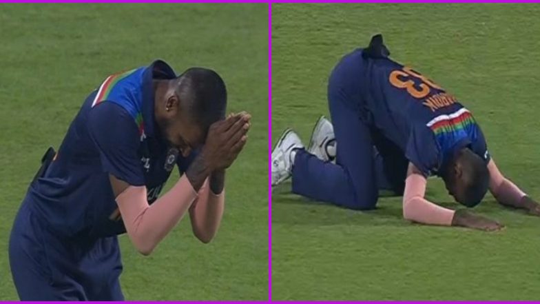 Hardik Pandya 'Bows Down' to Shikhar Dhawan After Latter Takes Catch to Dismiss Ben Stokes During ODI Series Decider in Pune