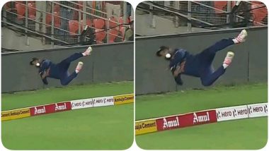 KL Rahul Displays Brilliant Piece of Fielding to Save a Sixer During IND vs ENG 1st T20I 2021, Netizens Hail Punjab Kings Captain (Watch Video)