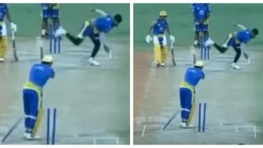 CSK Bowler Harishankar Reddy Uproots Leg Stump to Dismiss MS Dhoni During Practice Match, Video Goes Viral