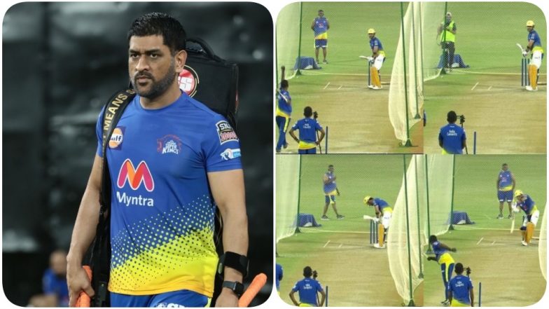 MS Dhoni Slams Towering Sixes in CSK Nets Ahead of IPL 2021 (Watch Videos)