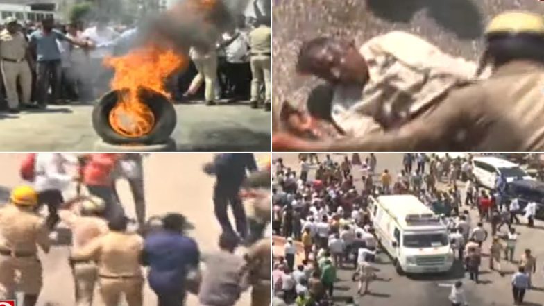 Karnataka Sex Tape Row: Protester Rescued After Catching Fire As Ramesh Jarkiholi's Supporters Protest Against His Resignation