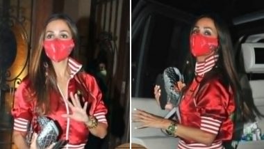 Malaika Arora Looks Stunning in This Red Co-Ord Set and High Heels, As She Visits Sister Amrita’s Birthday Party (View Pic)