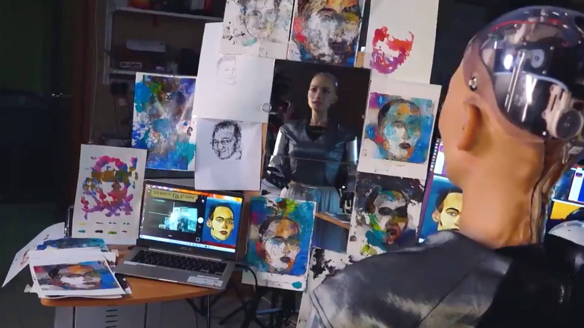 Sophia, the Robot’s Digital Artwork Is Up For Auction, Watch Videos of First AI Paintings to be Sold Online