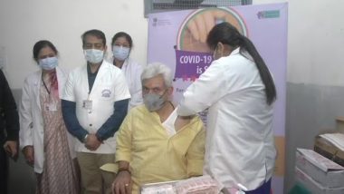 J&K Lieutenant Governor Manoj Sinha Takes First Dose of the COVID-19 Vaccine in Jammu (See Pic)