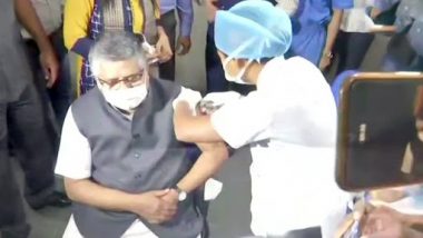 Ravi Shankar Prasad Receives First Dose of COVID-19 Vaccine at AIIMS Patna (See Pic)