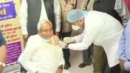 Bihar CM Nitish Kumar Takes First Dose of COVID-19 Vaccine in Patna (See Pic)