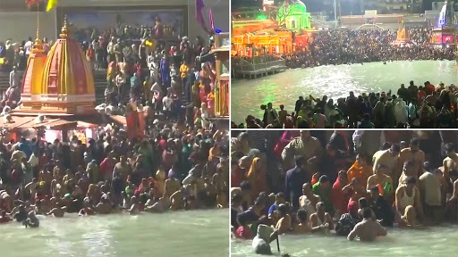 Mahashivratri 2021: Devotees Take Holy Dip in River Ganga in Uttarakhand’s Haridwar (Watch Video)