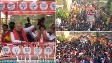 West Bengal Assembly Elections 2021: Amit Shah Holds Roadshow in Baruipur (Watch Video)