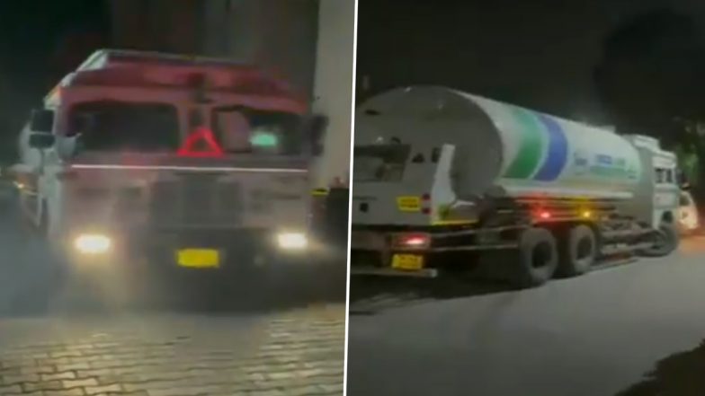 Delhi Police Create Green Corridor to Transport Oxygen Tankers to Balaji Action Hospital, Watch Video