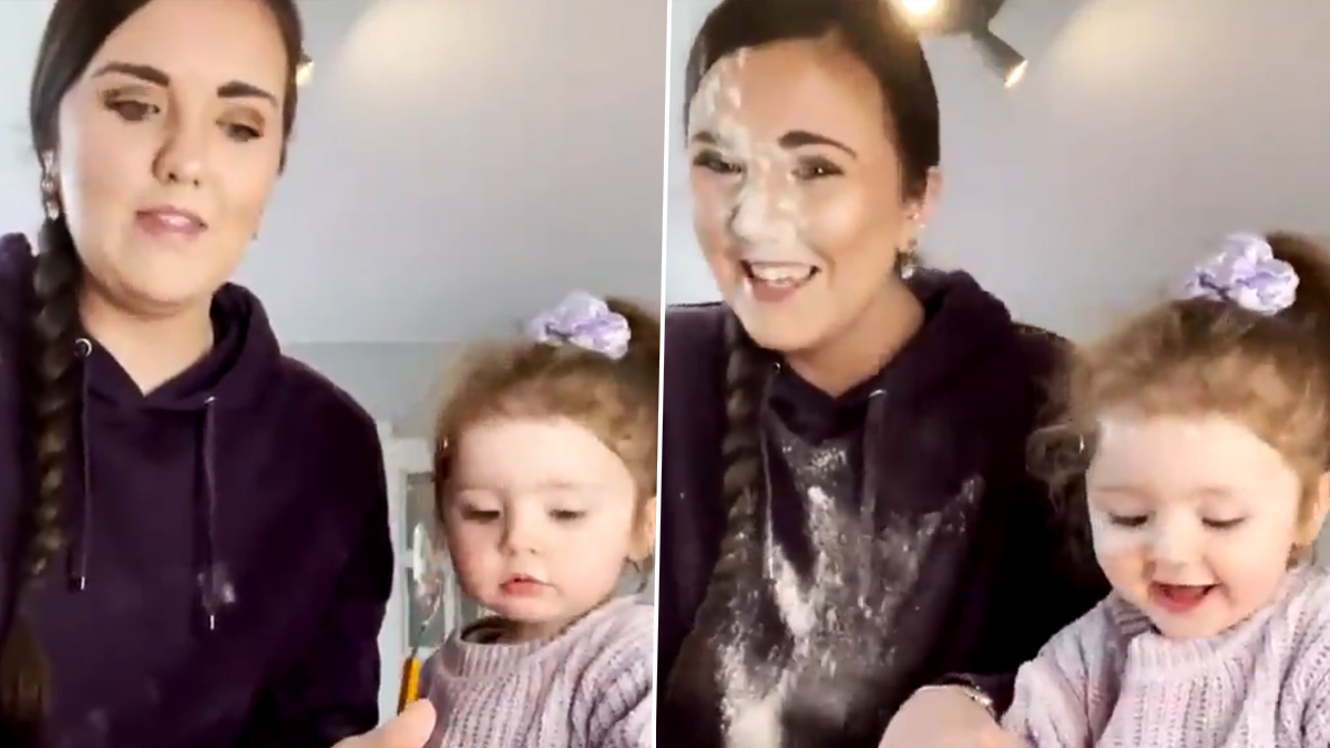 Little Toddler Chef Sneezes Adorably Only to Toss Flour All over Her Mom’s Face and it Is the Cutest Thing You Will See Today! Watch Viral Video