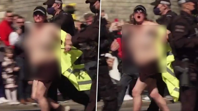 Prince Philip’s Funeral: Topless Woman Yells ‘Save the Planet’ & Interrupts the Duke of Edinburgh’s Final Rites, Gets Arrested Outside Windsor Castle (Watch Video)