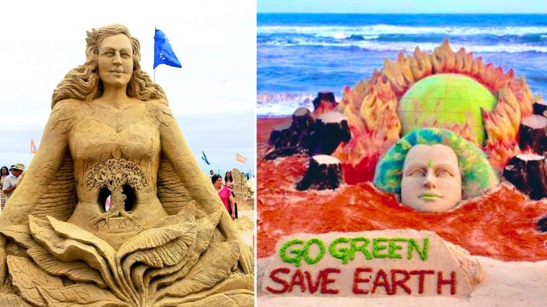 Earth Day 2021: Sudarsan Pattnaik Shares Pics of Beautiful Sand Art of Mother Earth With a Powerful Message