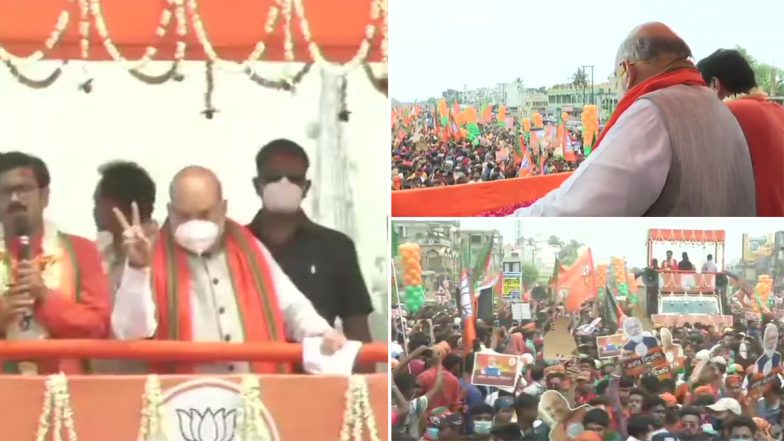 West Bengal Assembly Elections 2021: Amit Shah Holds Roadshow in Nadia Ahead of 6th Phase of Vidhan Sabha Polls