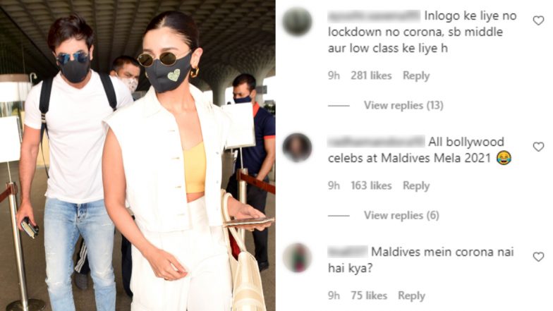 Ranbir Kapoor and Alia Bhatt Take a Vacay Together; Netizens Slam the Lovebirds for Taking a Maldives Trip in Midst of Pandemic