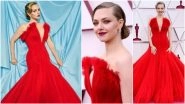 Amanda Seyfried Looks Elegant in Strapless Scarlet Giorgio Armani Prive Tulle Ball Gown (View Pics)