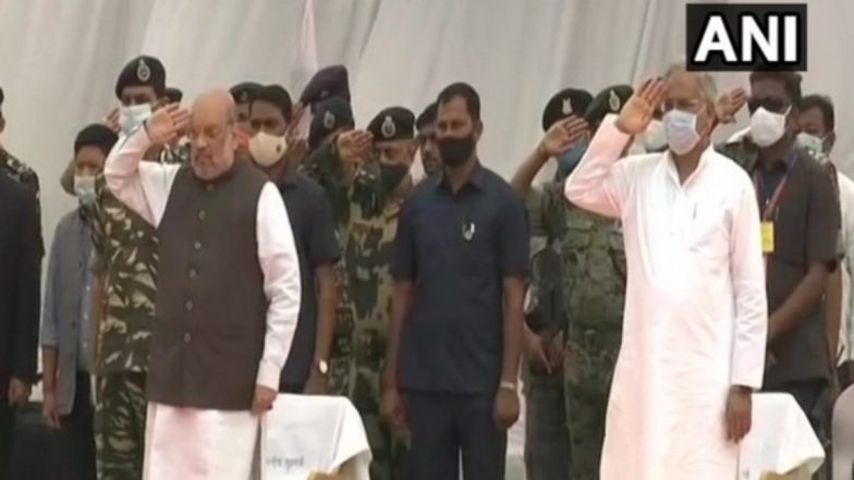 Bijapur Naxal Attack: Amit Shah, CM Bhupesh Baghel Lay Wreath on Coffins of 14 Security Personnel in Chhattisgarh