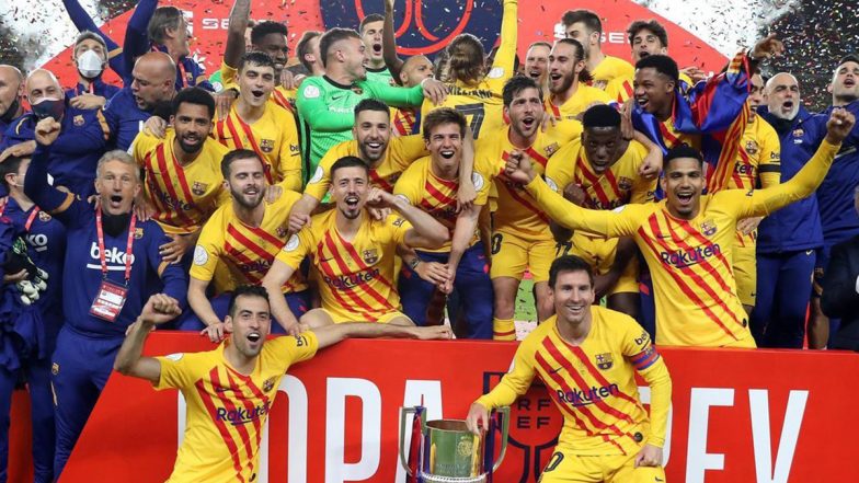 Lionel Messi Scores Brace as Barcelona Thrash Athletic Bilbao 4–0 in Finals to Lift Copa Del Rey 2020–21 Title (Watch Goal Video Highlights)