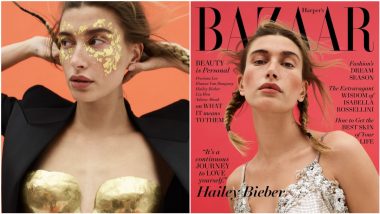 Hailey Bieber Oozes Sexiness in Gold Bra and Metal Mesh Top, View Pics of Hot Model As She Turns Cover Girl for Harper's BAZAAR!