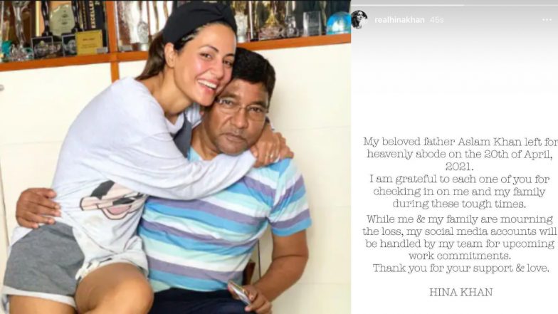 Hina Khan Takes A Break From Social Media After Her Father Aslam Khan's Untimely Demise (View Post)