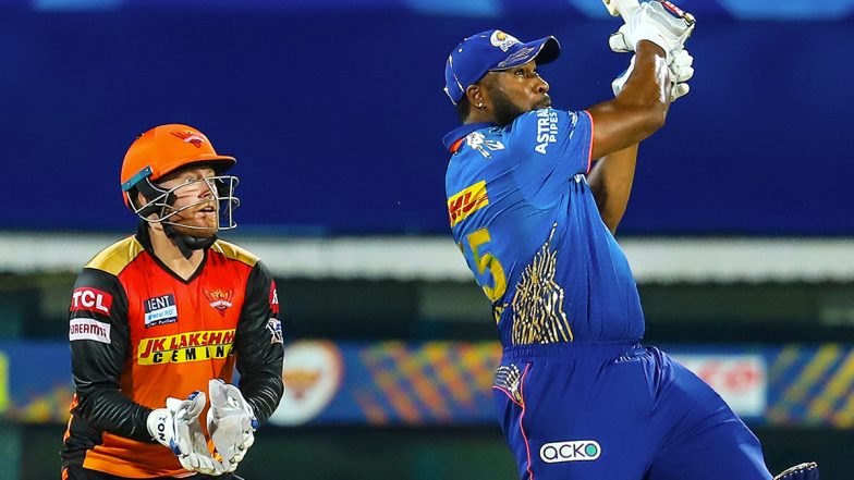 Kieron Pollard Smashes Biggest Six of IPL 2021, Scores 105m Six During MI vs SRH Match