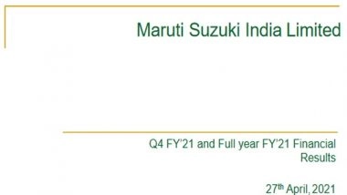 Business News | Maruti Suzuki Q4 Profit Skids 11 Pc to Rs 1,166 Crore