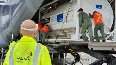 World News | COVID-19: Indian Air Force Transports Four Cryogenic Oxygen Containers from Singapore