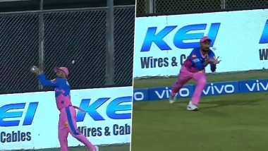 IPL 2021: KL Rahul Misses Century as Rahul Tewatia Pulls Off Stunning Catch Near Boundary Ropes During RR vs PBKS Clash (Watch Video)