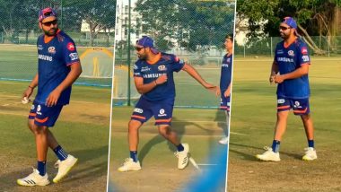 IPL 2021: Rohit Sharma Spotted Bowling in Nets Ahead of KKR vs MI Clash (Watch Video)