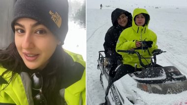 Sara Ali Khan and Mommy Amrita Singh Enjoy Skiing in Snowy Terrain of Kashmir (Watch Video)