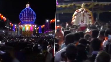 Mangaluru: Devotees in Large Numbers Take Part in Brahmakalashotsava at Someshwara Temple in Ullal Despite COVID-19 Restrictions in Karnataka (Video)