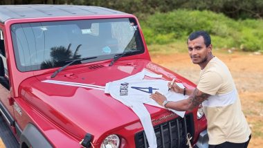 Anand Mahindra Gifts Thar to T Natarajan, Sunrisers Hyderabad Cricketer Sends Debut Test Jersey As Token of Gratitude