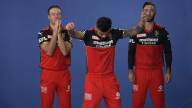 Virat Kohli, AB de Villiers and Glenn Maxwell Appear in RCB Photoshoot Ahead of IPL 2021 (Watch Video)