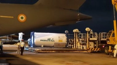 India News | Indian Air Force Airlifts 3 Cryogenic Oxygen Containers from Singapore, 6 from Dubai