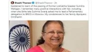 India News | Shashi Tharoor Tweets Sumitra Mahajan Passes Away; BJP Says Former LS Speaker 'absolutely Fine'