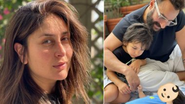 Kareena Kapoor Khan Shares Glimpse of Her Baby Boy With Saif Ali Khan and Taimur, Hides His Face With an Emoji (View Pic)