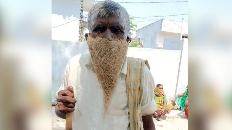 Telangana's Mekala Kurmayya Wears 'A Bird-Nest as a Mask' Because of Not Being Able to Buy One! Pic Goes Viral on Social Media