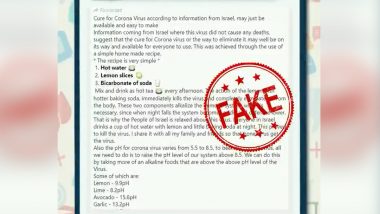 COVID-19 Can be Killed by Drinking Hot Water with Lemon Slices & Baking Soda? PIB Fact Check Reveals The Truth Behind Fake Viral Message