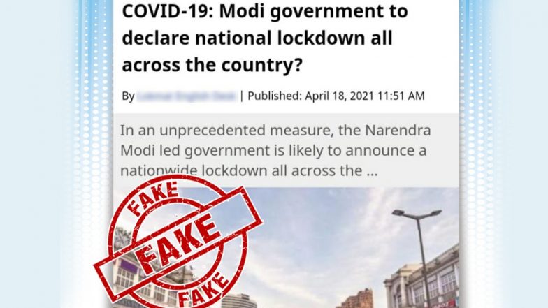 COVID-19 Surge: Govt Likely to Impose Nationwide Lockdown? PIB Fact Check Reveals The Truth Behind Fake Lokmat News Report