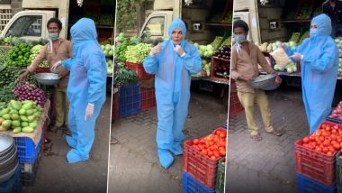 Rakhi Sawant Steps Out of the House to Buy Vegetables in PPE Kit (Watch Video)