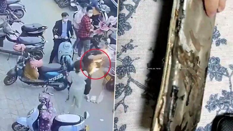 China: Phone Catches Fire Inside Man’s Bag on a Crowded Street; Terrifying Video Goes Viral