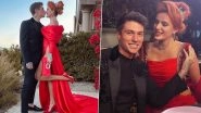 OnlyFans Star Bella Thorne Wears Sultry Red Evening Gown with a Dramatically High Slit for Her Engagement with Fianc&eacute; Benjamin Mascolo